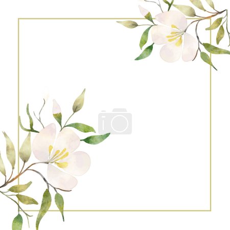 Illustration for Decorative hand painted watercolour floral frame background - Royalty Free Image