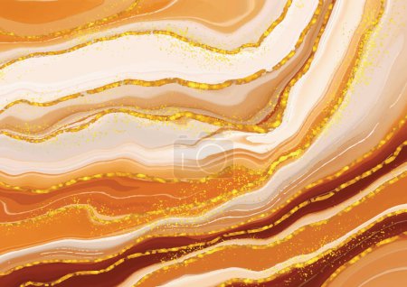 Foto de Fondo abstracto con un diseño de mármol líquido dorado con elementos dorados brillantes - Imagen libre de derechos