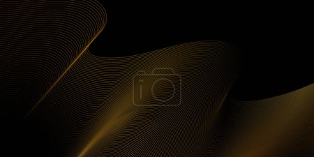 Foto de Banner abstracto con un diseño de líneas fluidas doradas - Imagen libre de derechos
