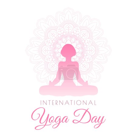 Elegant background for International yoga day with a female silhouette in yoga pose