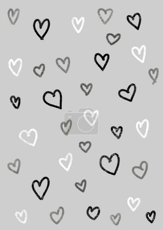 Illustration for Hand drawn Scandi styled heart pattern design background - Royalty Free Image