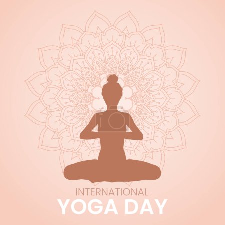 International yoga day background with silhouette of a female in yoga pose