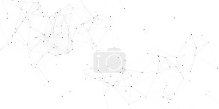 Banner abstracto con un diseño de comunicaciones de red con líneas de conexión y puntos 