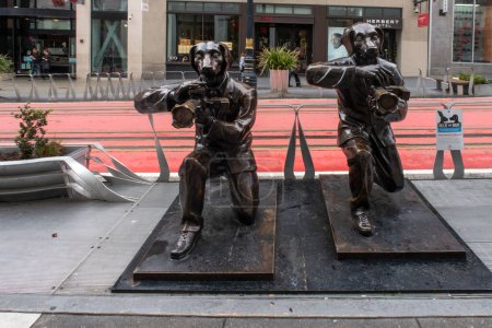Photo for San Francisco, CA - February 2019: Gillie and Marc Paparazzidogs in San Francisco bronze statues - Royalty Free Image