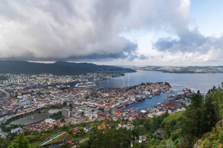 The view of Bergen from Floyen Mountain n Norway