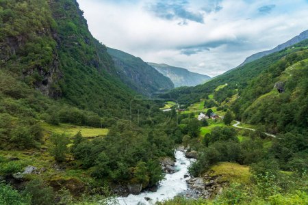 Photo for The Valleys near Flaam Flam from the Myrdal to Flam Railway in Norway - Royalty Free Image