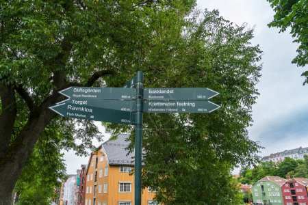 Signpost in Trondheim in Norway Europe