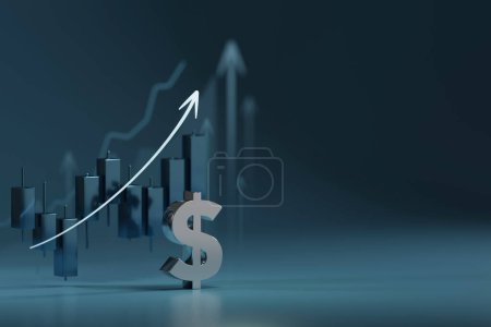 3D rendering Dollar sign integrated into the graph represents the financial returns and profitability associated with successful investments and thriving business endeavors.