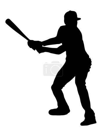 Téléchargez les illustrations : Isolated Silhouette of Baseball Batsman Preparing to Receive Throw, originating image from Generative AI technology - en licence libre de droit