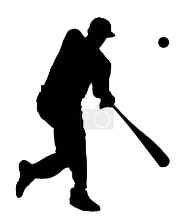 Téléchargez les illustrations : Isolated Silhouette of Baseball Batsman Hitting Ball, originating image from Generative AI technology - en licence libre de droit