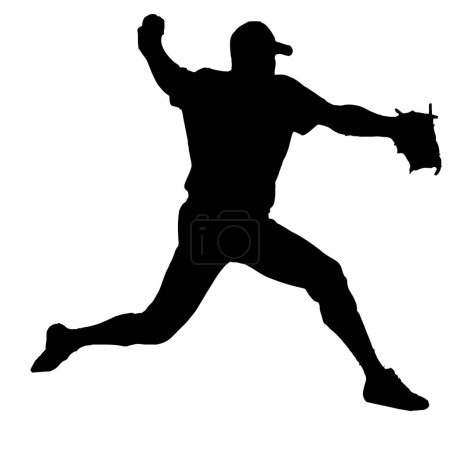 Téléchargez les illustrations : Isolated Silhouette of Baseball Pitcher throwing ball, originating image from Generative AI technology - en licence libre de droit