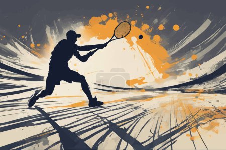 Illustration for Smashing Colorful Modern Tennis Player Design - Men or Boys Tournament - Royalty Free Image