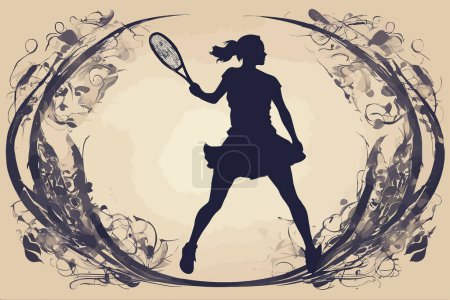 Illustration for Smashing Colorful Modern Tennis Player Design - Woman or Girls Tournament - Royalty Free Image