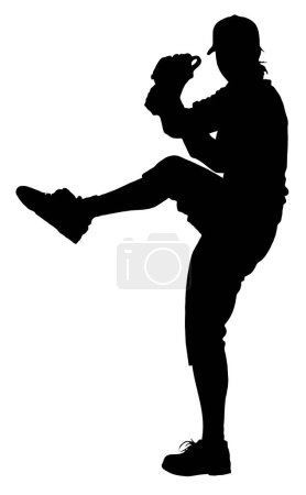 Detailed Sport Silhouette - Female or Woman Baseball Pitcher Ready to Throw