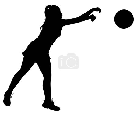 Ilustración de Silueta deportiva detallada - Korfball Ladies League Chica Jugadora o Netball Lanzamiento Ball V2 Refinado - Imagen libre de derechos