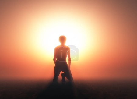 Photo for The young man praying. 3d render - Royalty Free Image