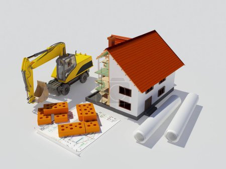 Photo for The model cottage on a white background.., 3d render - Royalty Free Image