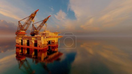 Foto de Una estación de construcción en el mar.., 3d render - Imagen libre de derechos