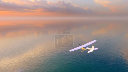 Photo for Airplane over the sea . 3d render - Royalty Free Image