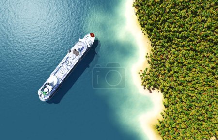Photo for A modern liner is in an ocean,3d render - Royalty Free Image