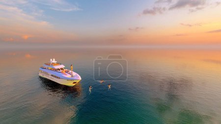 Photo for Yacht in the sea ,3d render - Royalty Free Image