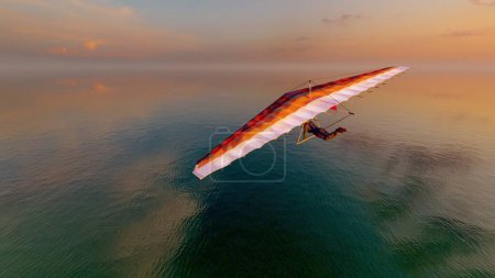 Photo for The hang-glider flies over the coast.,3D render - Royalty Free Image