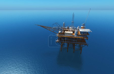 Photo for Oil production into the sea,3d render - Royalty Free Image