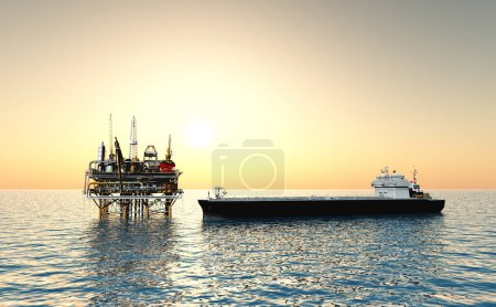 Téléchargez les photos : Le pétrolier est dans la mer., 3d rendu - en image libre de droit