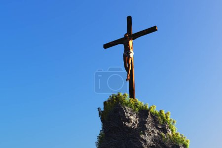 Téléchargez les photos : Jesus on a background of the sky ,3d render - en image libre de droit