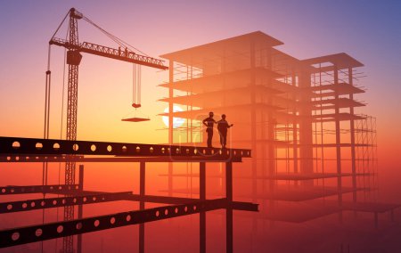 Photo for Builders at the construction site.,3d render - Royalty Free Image