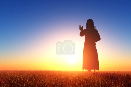 Téléchargez les photos : Silhouette de Jésus., rendu 3d - en image libre de droit
