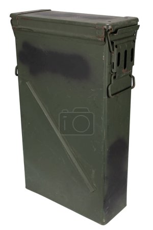 Ammo can for 81mm mortar cartidges isolated on white background