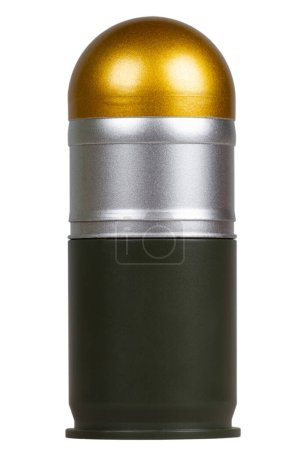 40 mm grenade launcher round for automatic grenade launcher isolated on a white
