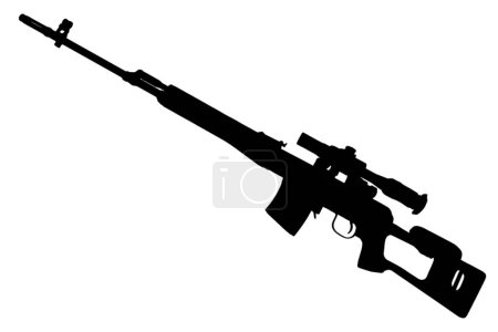 soviet army sniper rifle SVD by Dragunov with optic sight black silhouette