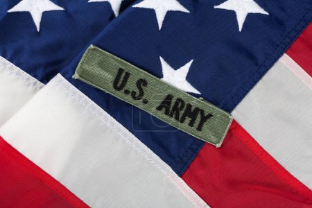 US ARMY Branch Tape on national USA flag background