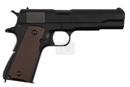 Automatische Pistole, Kaliber .45 isoliert auf weißem Hintergrund