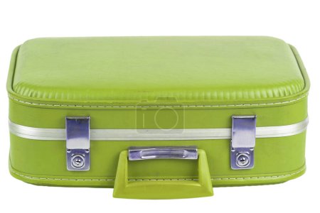 Retro grüner Koffer isoliert auf weißem Hintergrund.