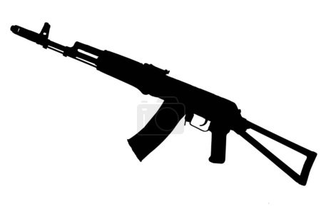 kalashnikov aks 74 assault rifle with folding stock black silhouette