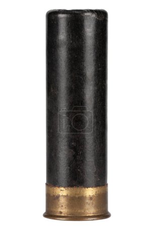 12 gauge black cartridge isolated on white background