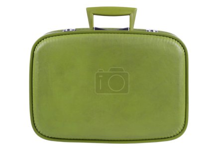 Vintage grüner Koffer isoliert auf weißem Hintergrund.
