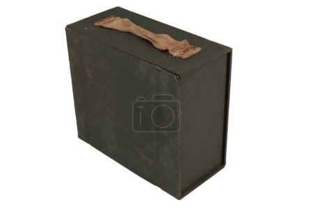 Ammunition wooden box green color isolated on white background