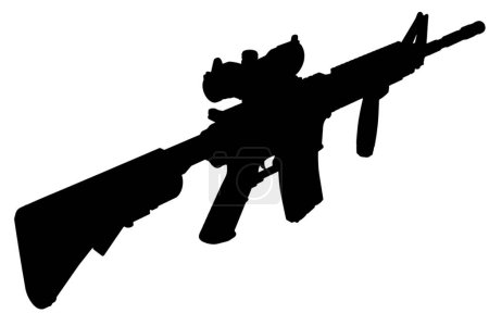 M4 Carbine with optic sight and foregrip black silhouette
