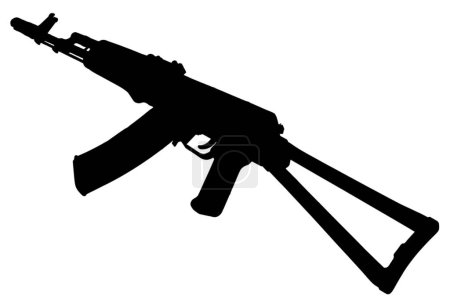kalashnikov aks 74 assault rifle with folding stock black silhouette