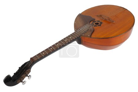 Domra ukrainien. Instrument à cordes folkloriques à long cou de la famille du luth. Isolé sur fond blanc.