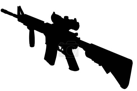 M4 Carbine with optic sight and foregrip black silhouette