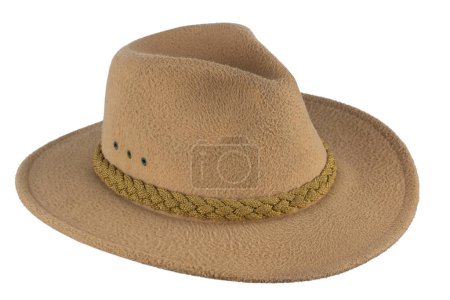Old west style brown hat. Isolated on white background.