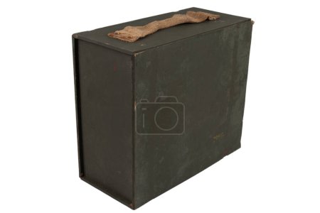 Ammunition wooden box green color isolated on white background
