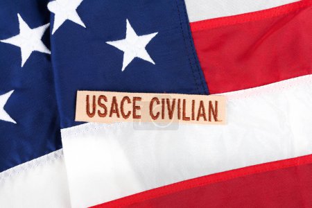 USACE Civilian Contractor Branch Tape on national USA flag background
