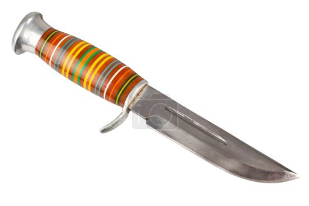 Vintage hunting knife isolated on white background