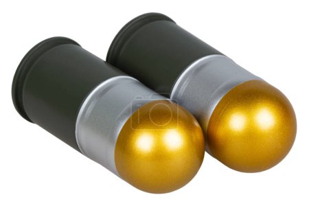 Rondelles de 40 mm pour lance-grenades automatique isolé sur un blanc